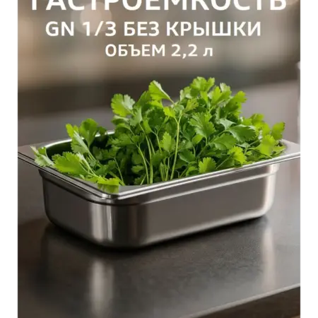 Гастроемкость из нержавеющей стали без крышки GN 1 3. DASGOOD