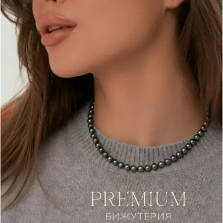 Чокер из гематита на шею короткие бусы. ИП Калугина И. В.