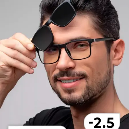 Очки для зрения -2,50 с солнцезащитной накладкой. OptiKa