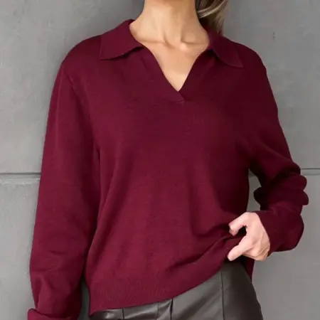 Свитер поло вязаный с длинным рукавом. PIN