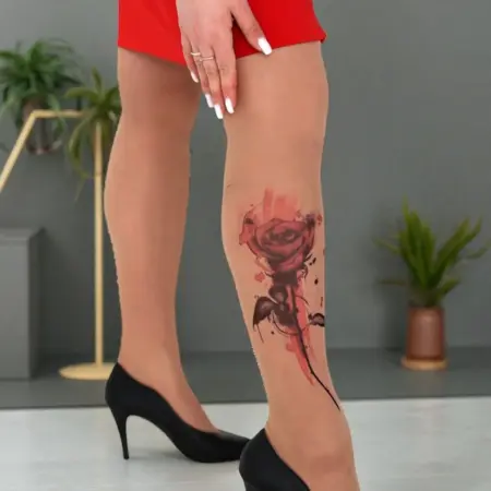 Колготки с цветным рисунком эффектом тату. Art Lab