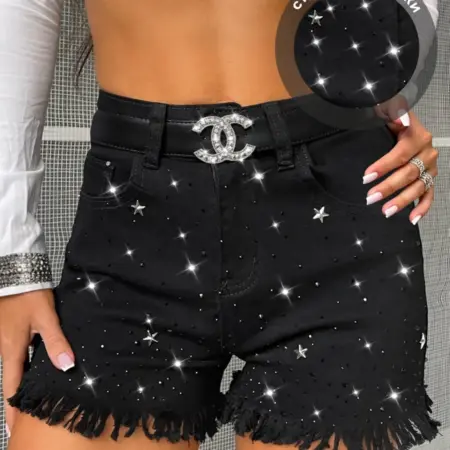 Летние джинсовые шорты короткие с бахромой. PERFERITA