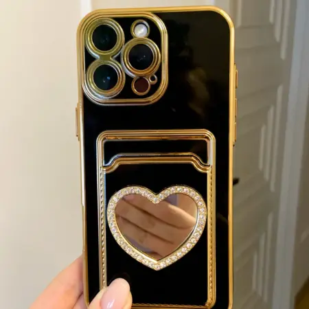 Чехол на iPhone 16 PRO MAX с зеркалом и картхолдером. Banana!