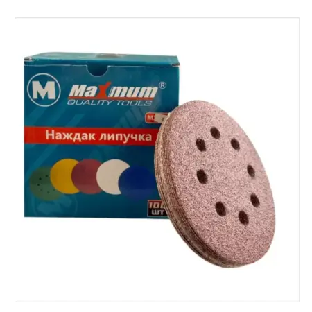 Шлифовальный круг на липучке 125 мм P 100 10 шт + подарок. Атрия