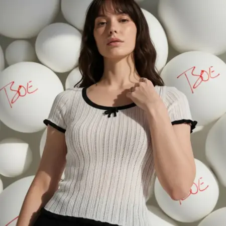 Джемпер вязаный с коротким рукавом. ТВОЕ