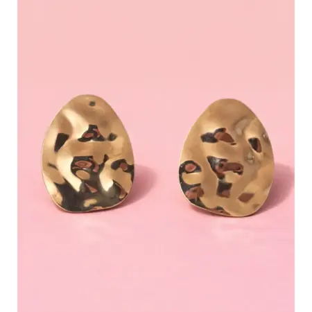 Серьги крупные овальные пластины мятый металл. Summer