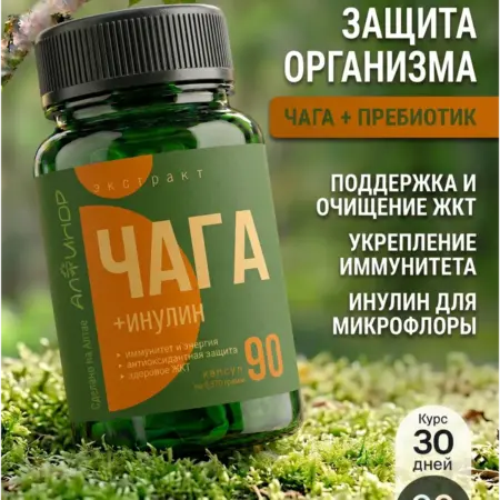 Чага + инулин в капсулах для иммунитета, энергии, детокса. АЛТИНОР