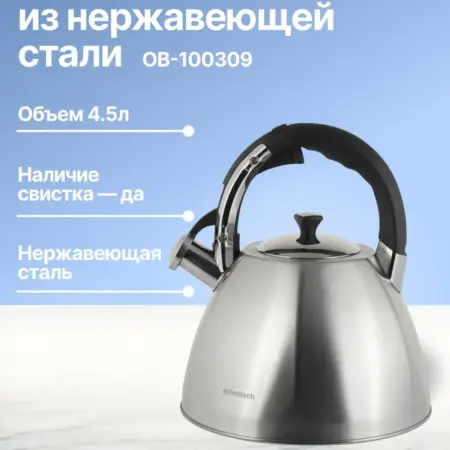 Чайник 4,5 л. из нержавеющей стали со свистком. Original Store