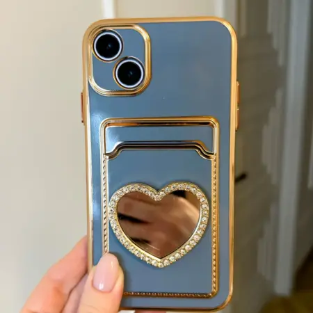 Чехол на Iphone 15 с зеркалом и картхолдером. Banana!