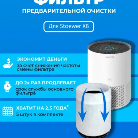 Фильтр для очистителя воздуха Stoewer X8 5 шт. ПРЕфильтр