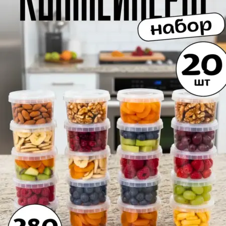 контейнер-баночка для еды 280 мл 20 шт. Юлия