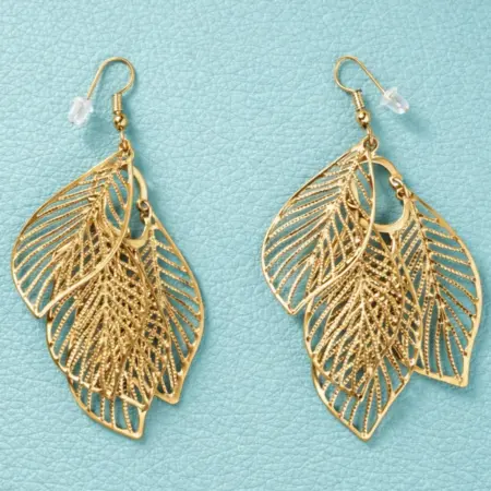 Серьги длинные висячие листья. Summer