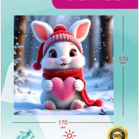 Термонаклейка на детскую одежду Зайчонок с сердечком. ПРИНТ