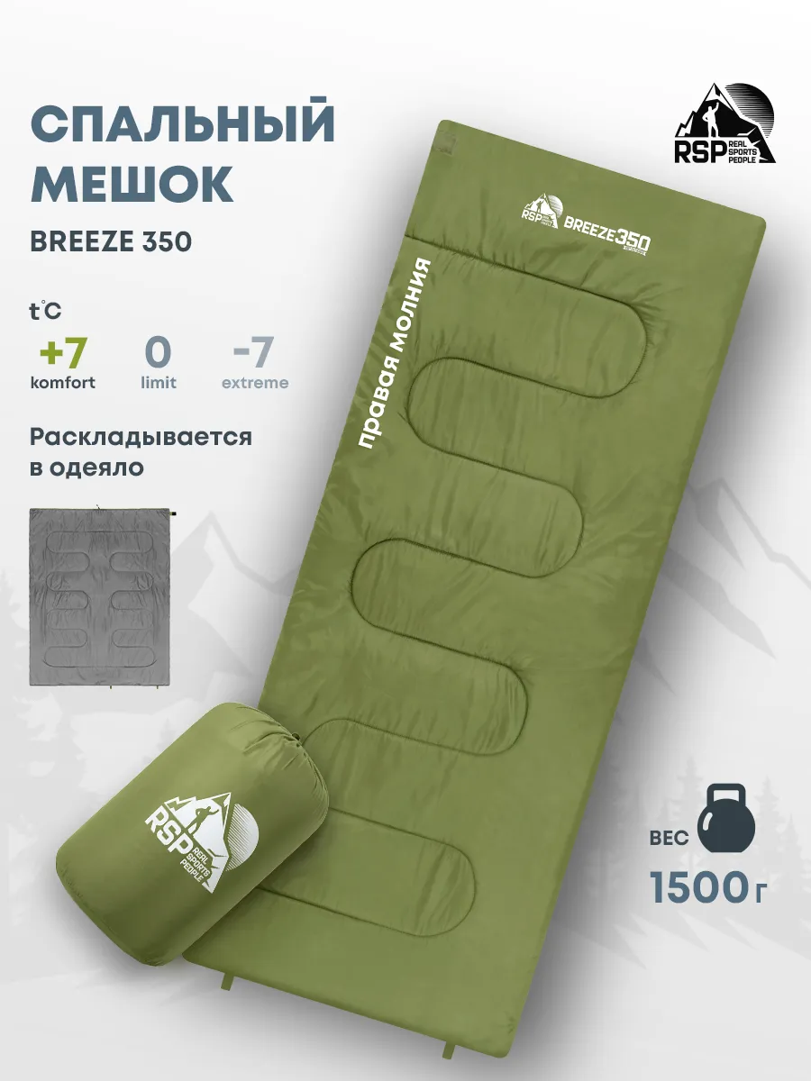 Спальный мешок-одеяло BREEZE 350 (190*75 см, молния справа). СЕВЕРНОЕ СИЯНИЕ