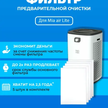 Фильтр для очистителя воздуха Mia Lite AP102-LTW-H14-UVC. ПРЕфильтр