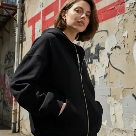 Зип худи с капюшоном без начеса. ТВОЕ