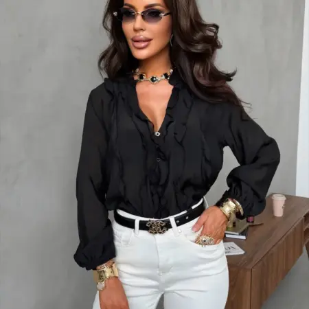 Нарядная офисная блузка с рюшами и воланами. KATYPRETTY