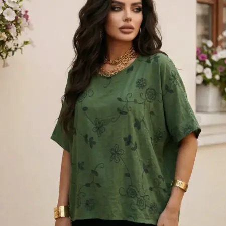 Летняя нарядная блузка больших размеров с цветочным принтом. KATYPRETTY