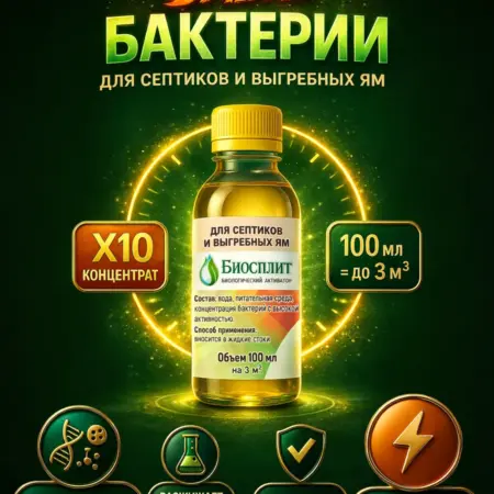 Бактерии для септиков и выгребных ям концентрат 100мл. Биосплит