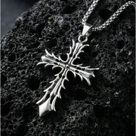 Цепочка крест на шею, готическое ожерелье y2k бижутерия. Evermiss