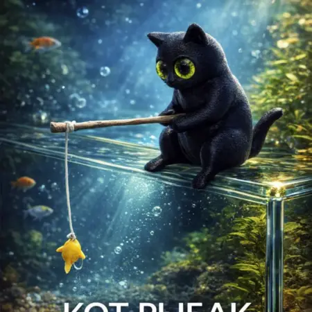 Фигурка кот рыбак декор для аквариума 3D печать. MaxBoom