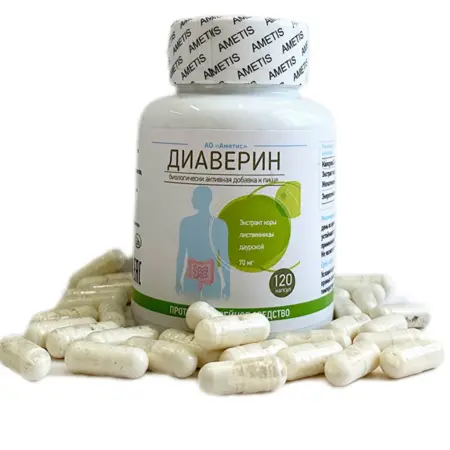 БАД Диаверин противодиарейное средство 120 капсул. АМЕТИС