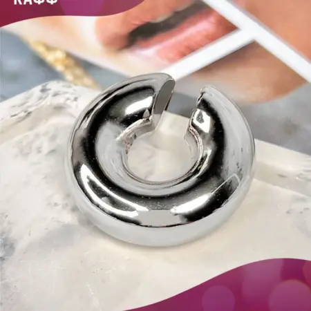 Круглый массивный кафф, объемные серьги без прокола. PLATAN С любовью