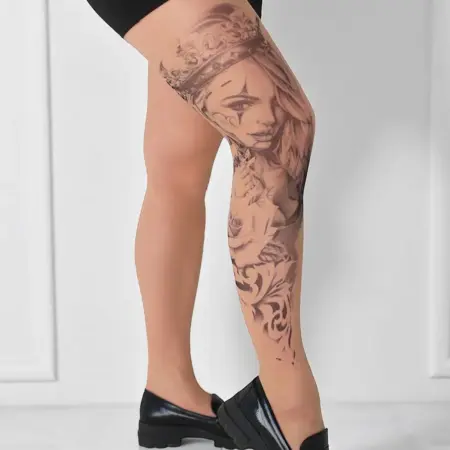Колготки с принтом тату Королева. Art Lab