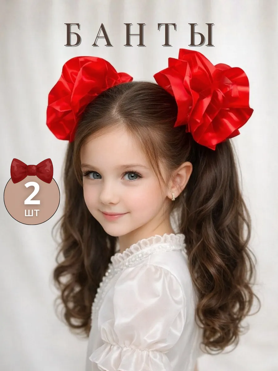 Красные банты пышные на резинке для девочек. ФИЛИНиЯ