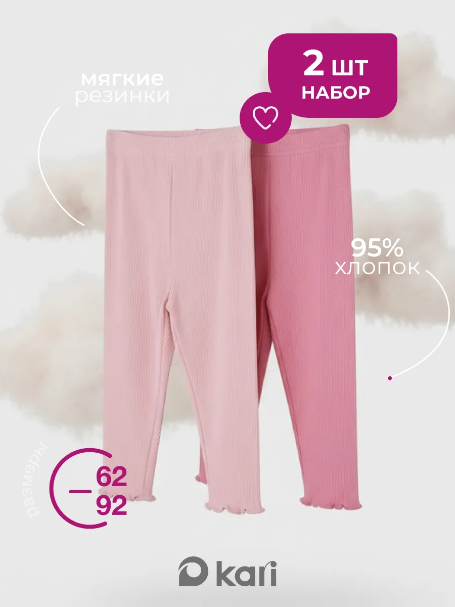 Штанишки для новорожденных девочек в рубчик комплект 2 шт. KARI