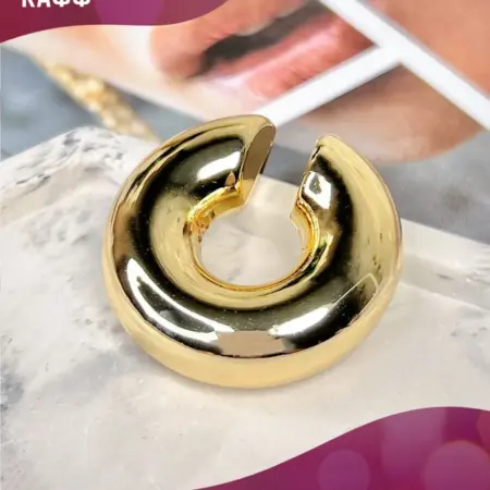 Округлый объемный кафф, серьги без прокола. PLATAN С любовью