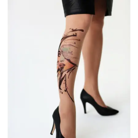 Колготки с цветным рисунком эффектом тату. Art Lab