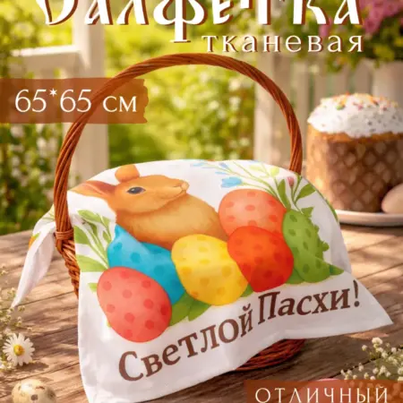 Салфетка тканевая Пасха 65х65 1 шт. Сима-Ленд - Модный