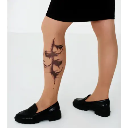 Колготки телесные с имитацией тату. Art Lab