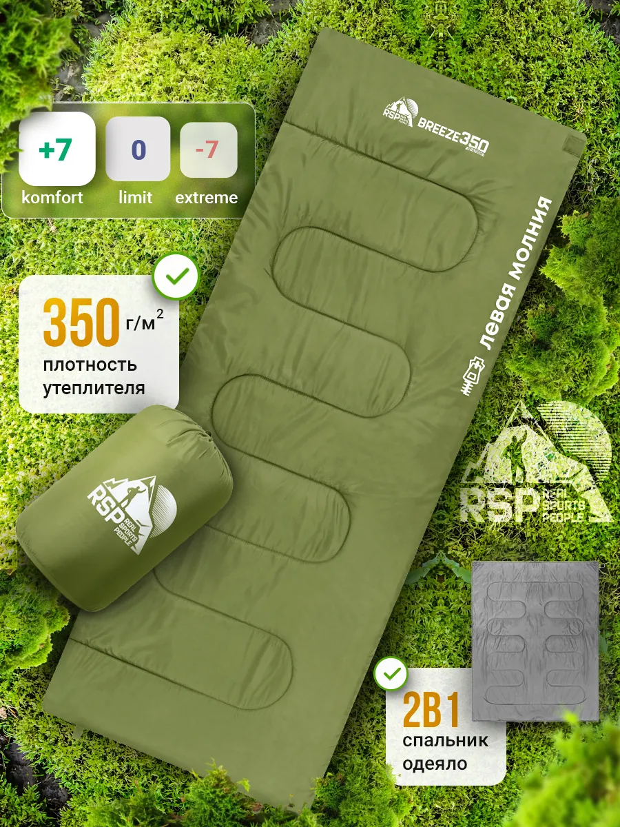 Спальный мешок-одеяло BREEZE 350 (190*75 см, молния слева). СЕВЕРНОЕ СИЯНИЕ