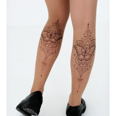 Колготки с принтом тату Бабочка. Art Lab