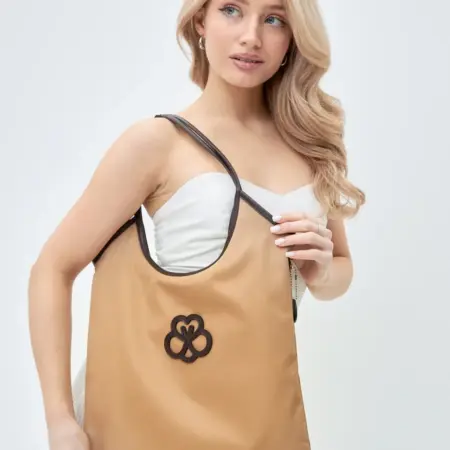 Сумка шоппер нейлон и кожа. По красоте