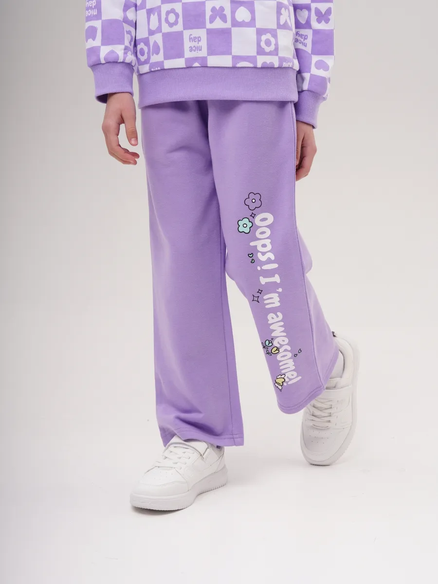 Спортивные штаны для девочки широкие фиолетовые. KARI