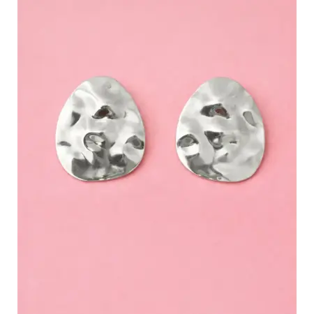 Серьги- пластины овальные с эффектом мятого металла. Summer
