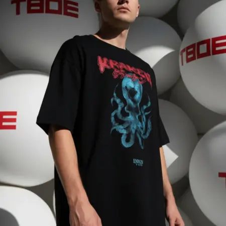 Футболка оверсайз с принтом Кракена. ТВОЕ