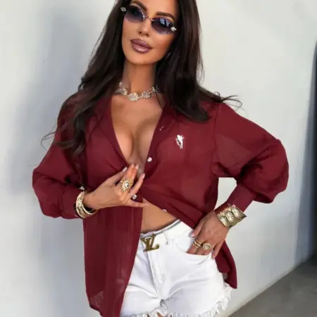 Летняя нарядная рубашка оверсайз стильная тонкая. PERFERITA