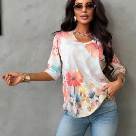 Нарядная кофта больших размеров с принтом. KATYPRETTY