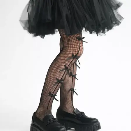 Колготки для девочек черные в сетку с бантиками. Никонэйд