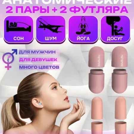 Беруши для сна противошумные многоразовые. BEAUTYCOOL Professional