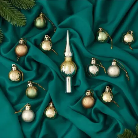 Набор украшений "Сочельник. Сияние" 15 шт, пластик, золотой. KoroBoom Shop