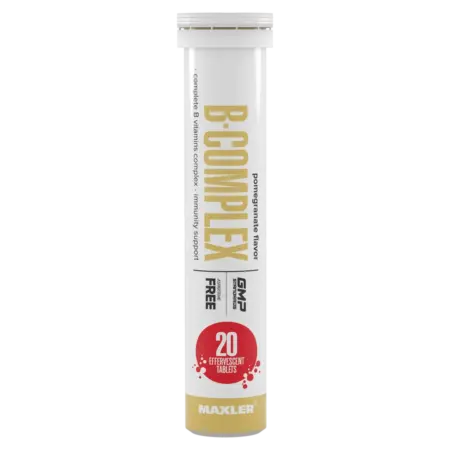 Шипучие таблетки Комплекс Витаминов B 20шт Гранат. MAXLER