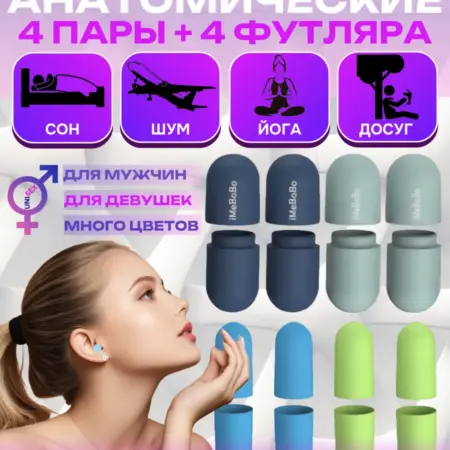Беруши для сна противошумные многоразовые. BEAUTYCOOL Professional