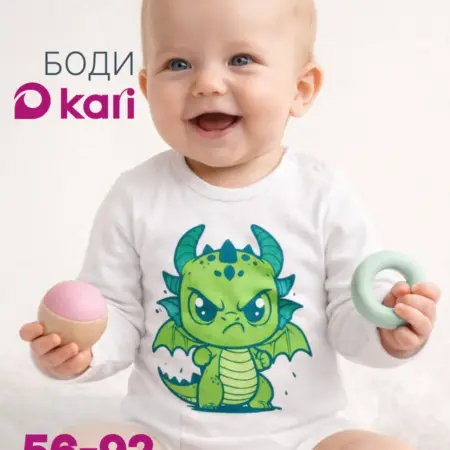 Боди для новорожденных мальчиков с длинным рукавом. KARI