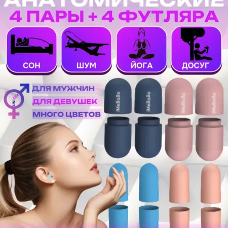 Беруши для сна противошумные многоразовые. BEAUTYCOOL Professional