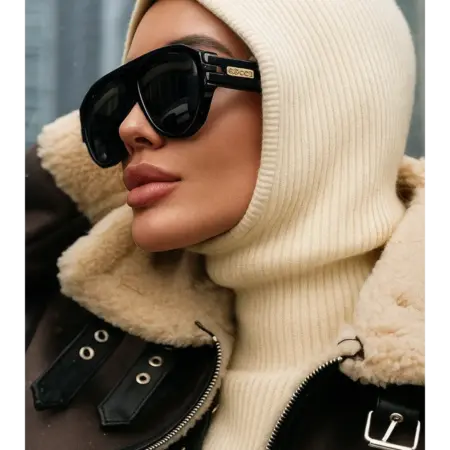 Капор демисезонный вязаный теплый капюшон. Noble knitwear